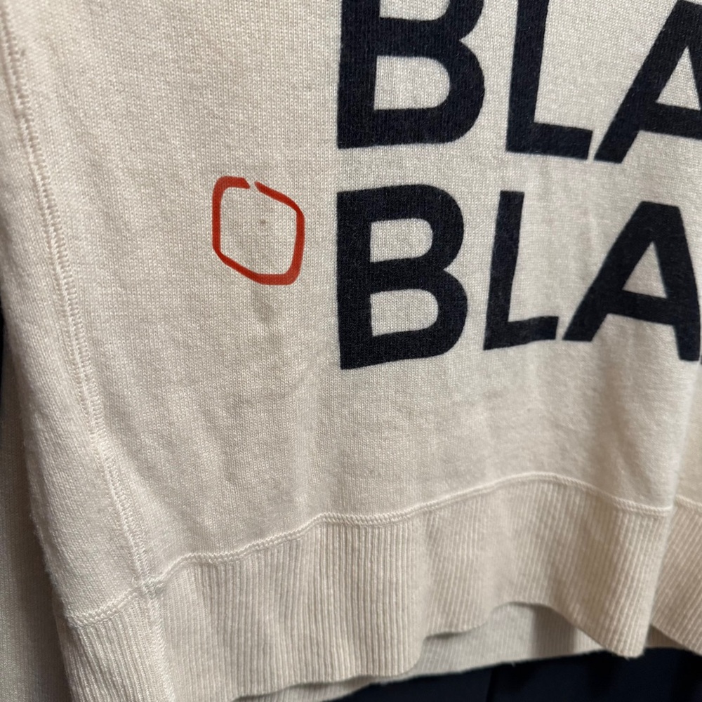 Christopher Fischer cream cashmere long sleeve sweater with “blah blah blah” - Picture 7 of 7